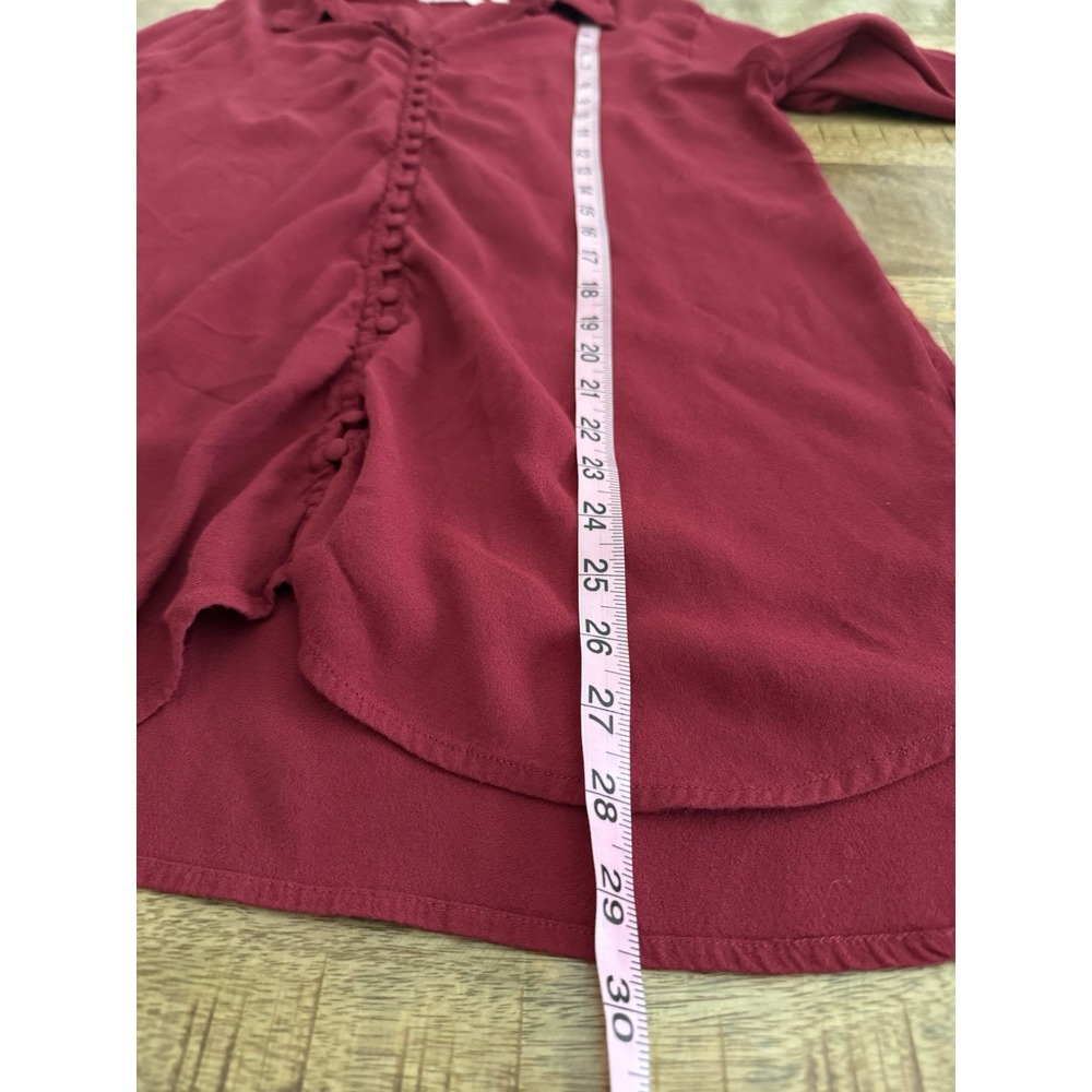Soft Surroundings L Burgundy Rayon Romantic Button Front Blouse Dark Academia - Picture 10 of 11